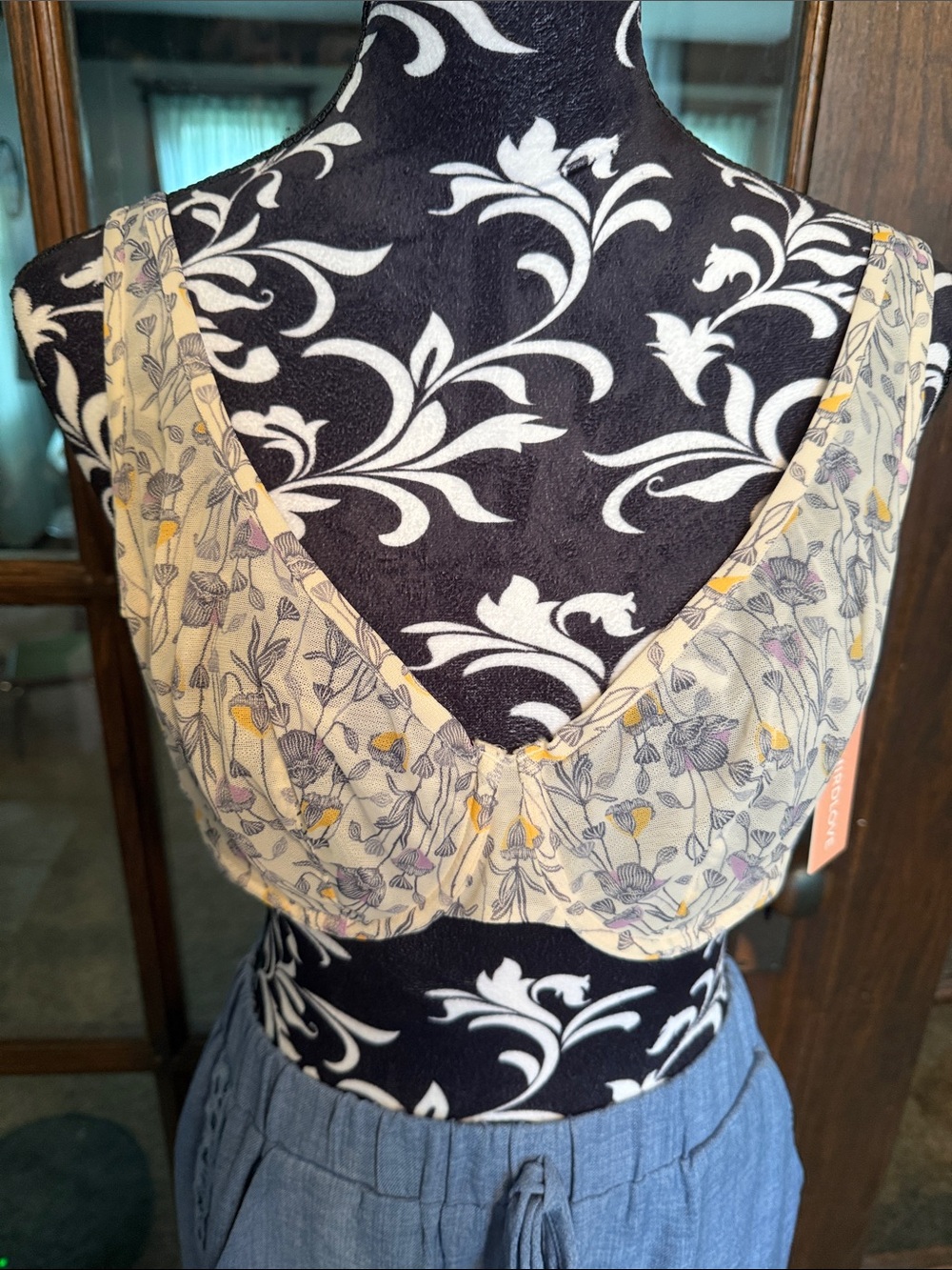 ThirdLove Unlined In Bloom Scoop Bra 40B Floral Mesh Underwire Cream‎ Multi NWT